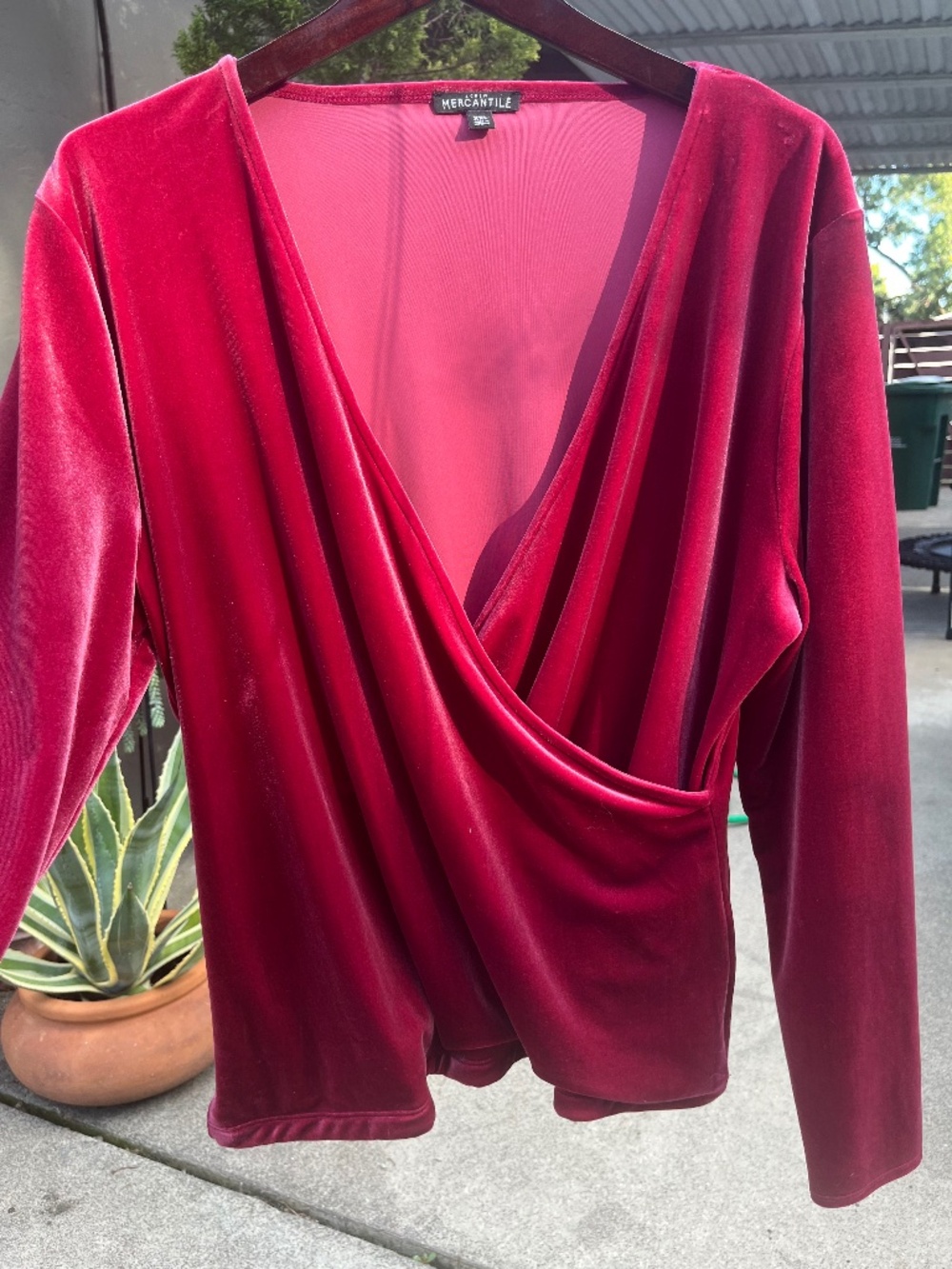 J.Crew Mercantile Velvet / Velour Wrap Top XXL Fuschia